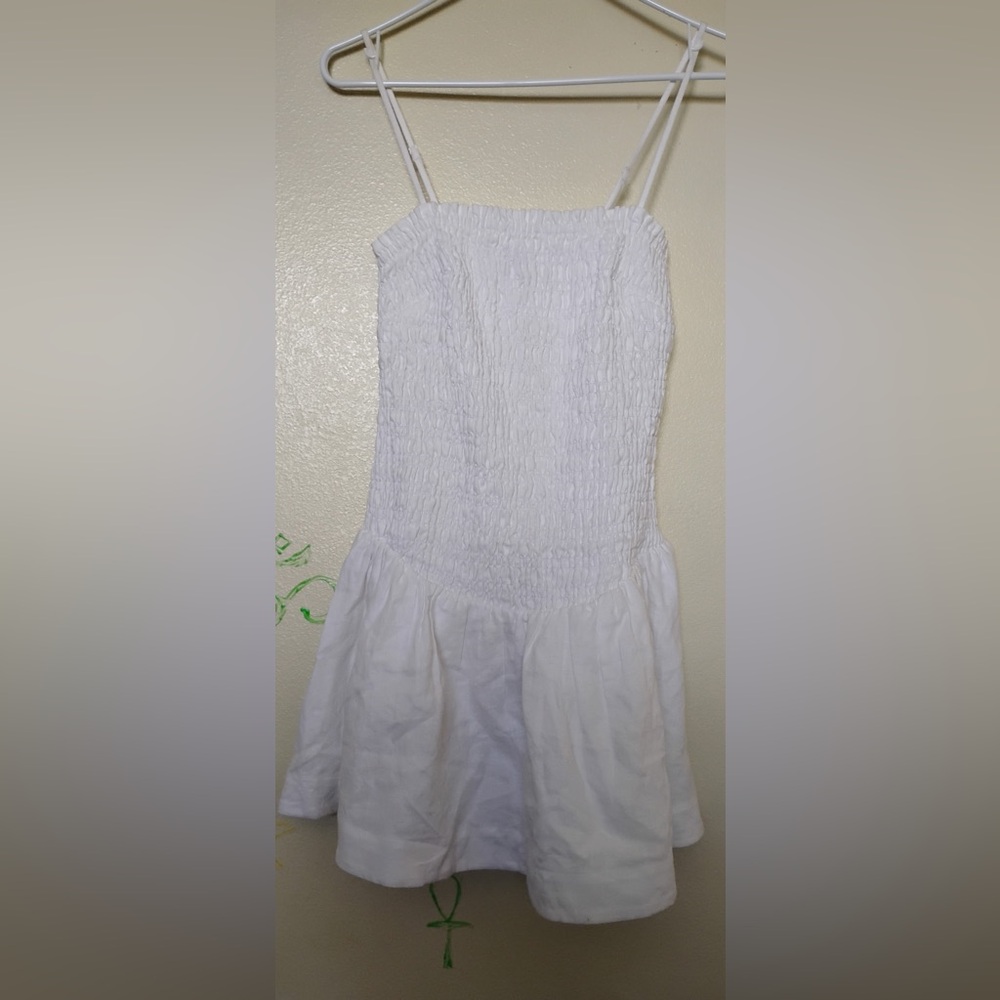 Charming White Smocked Kids Dress
